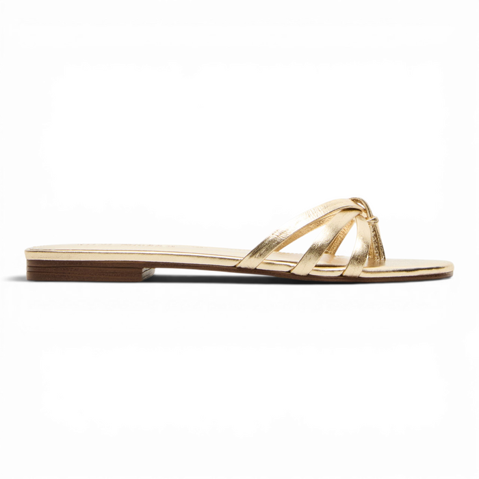 Calissi Leather Strappy Slide Women's Sandal - Champagne