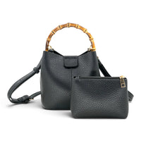 Bamboo Handle Crossbody Bag With Pouch