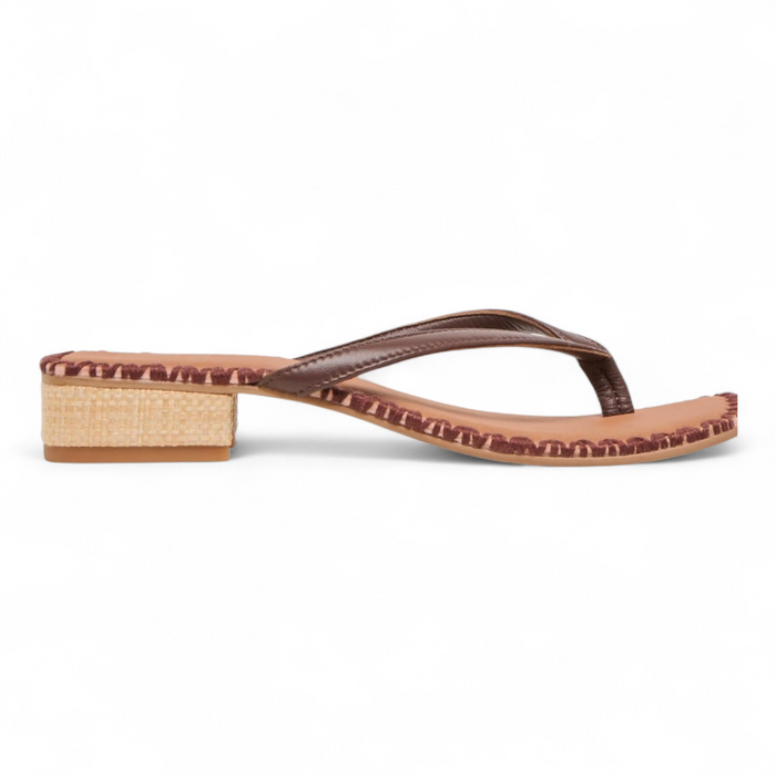 Barty Woven Block Heel Slip-On Sandals - Dark Brown