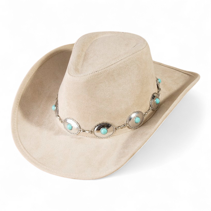 Turquoise Western Concho Chain Cowboy Hat
