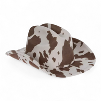 White & Brown Cow Print Cowboy Hat