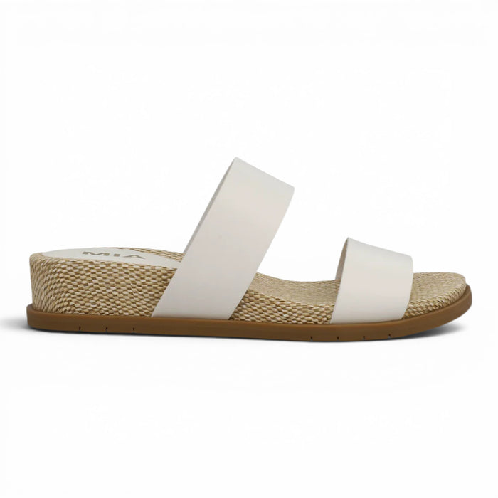 Yelena Raffia Double Strap Slide Sandal - White Raffia