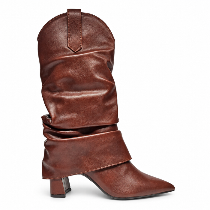 Western Fold-Over Pointed-Toe Boots