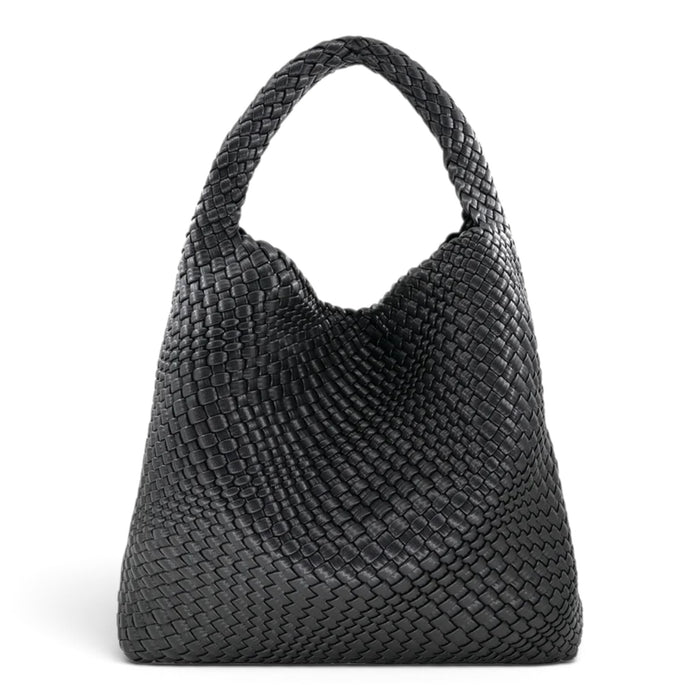 Woven Slouchy Hobo Bag - Black