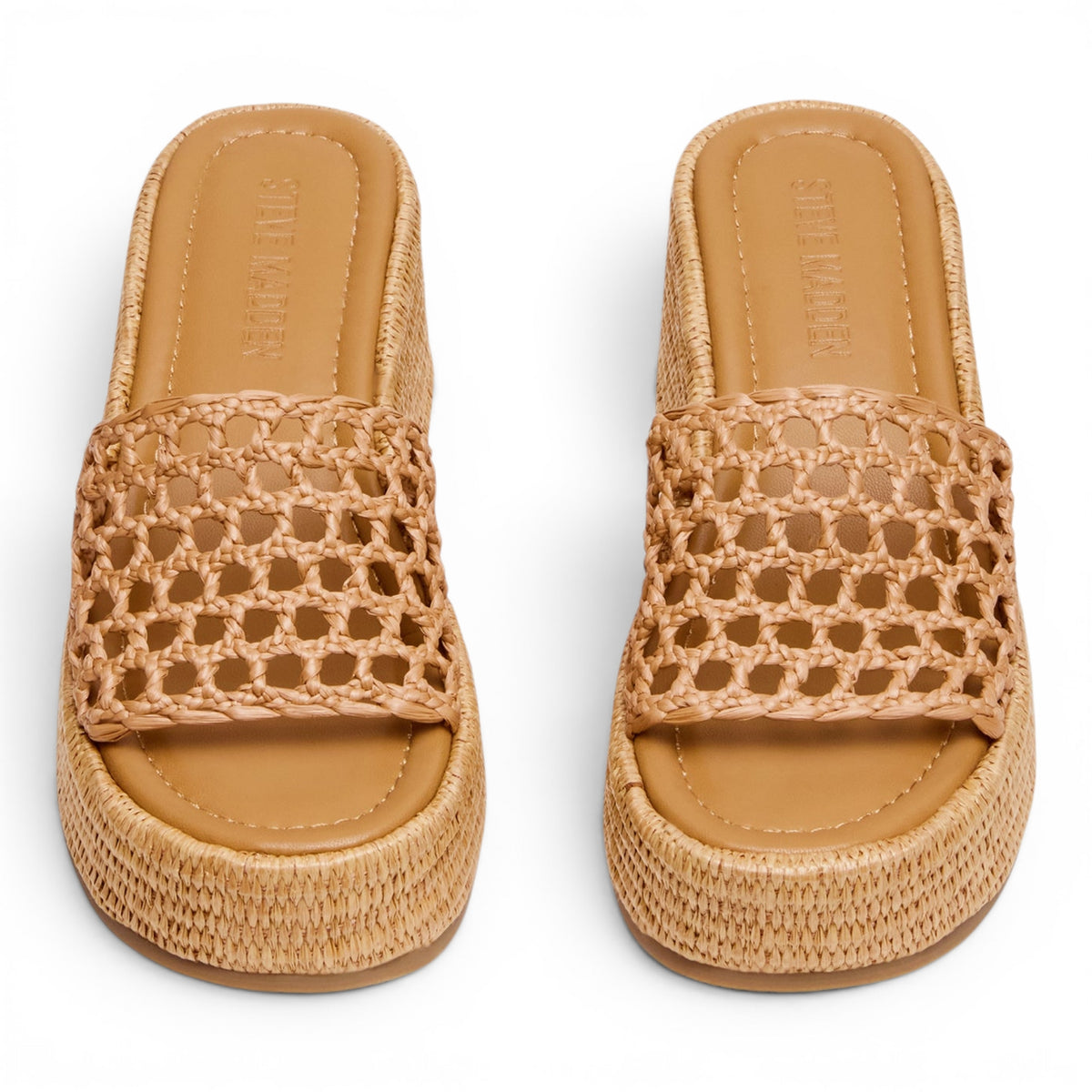 Brandy Raffia Platform Wedge Slide Sandal