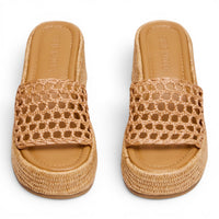 Brandy Raffia Platform Wedge Slide Sandal
