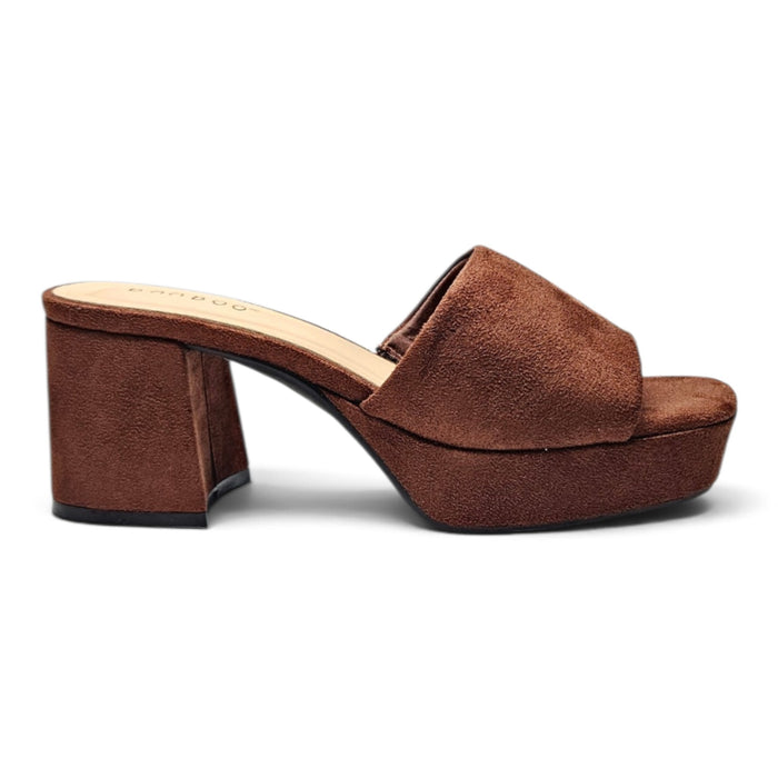 Laguna One Band Platform Mule - Brown Suede