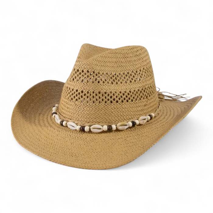 Cowrie Shell Cowboy Straw Hat