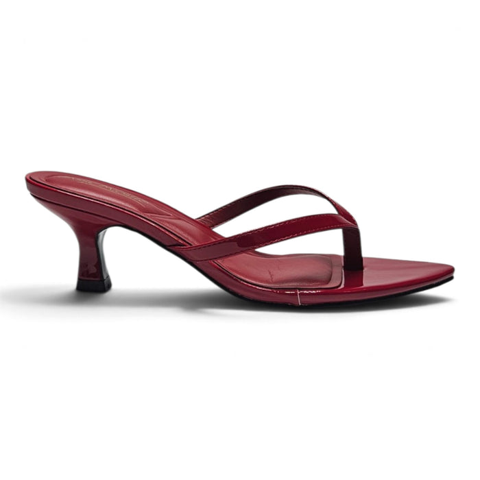 Sloane Pointed Toe Kitten Heel Sandals - Cherry