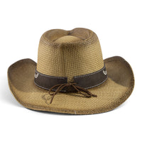 Western Straw Cowboy Hat With Turquoise Concho Band