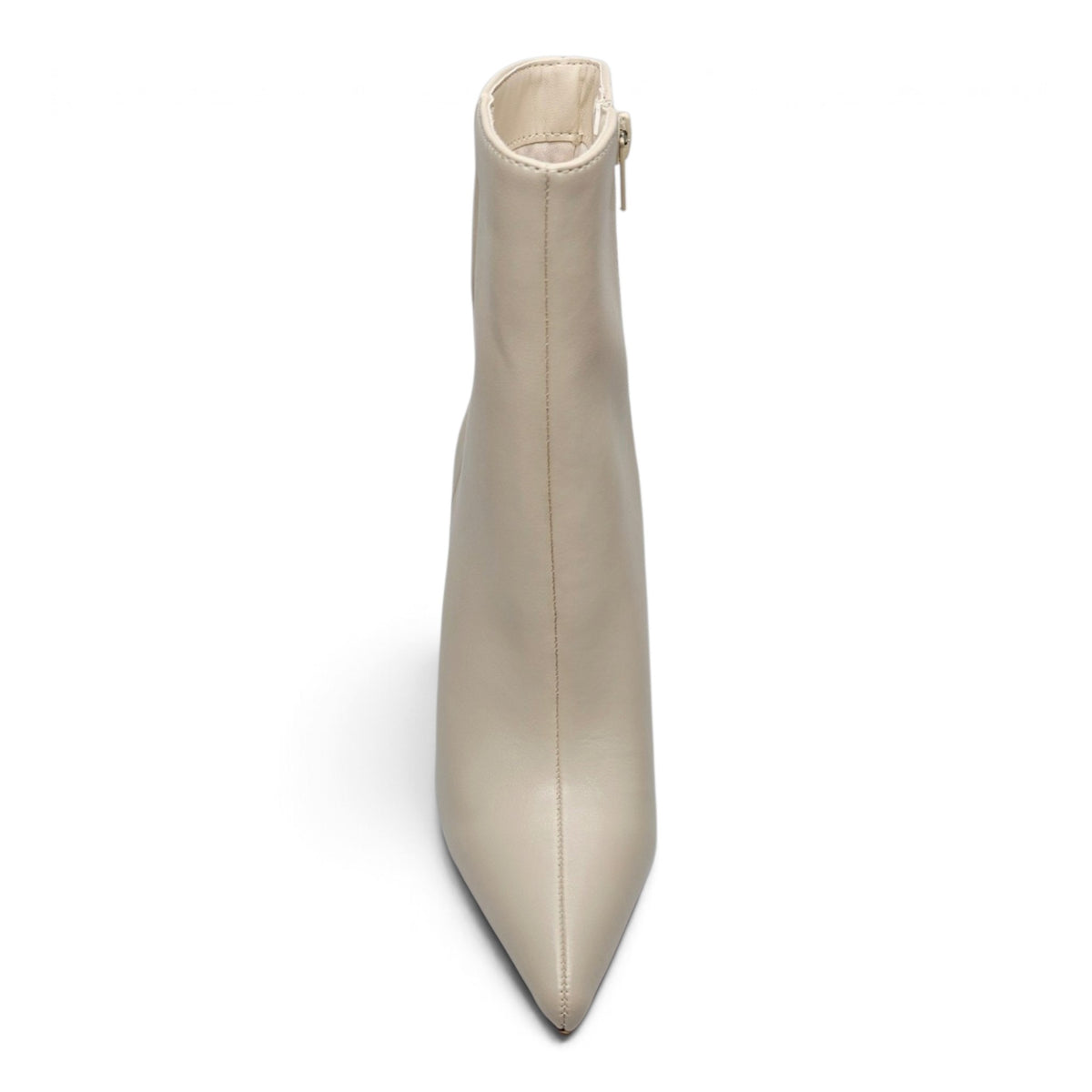 Ivory pointed-toe stiletto ankle boots with side zipper