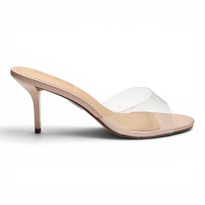 Paris One Band Open Toe Mule Heels - Nude