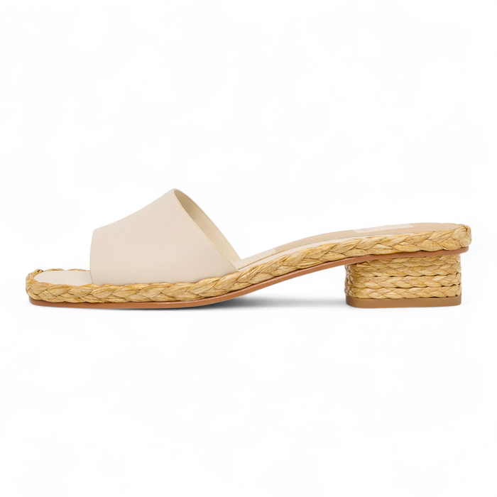 Dixi Slide-Low Raffia Heel Dress Sandals - Bone Leather