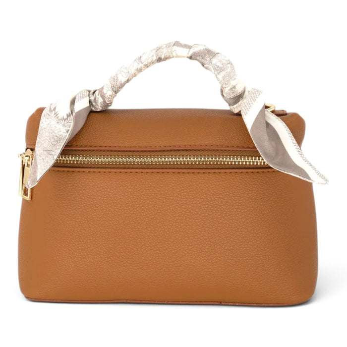 Scarf Handle Classy Bag - TAN