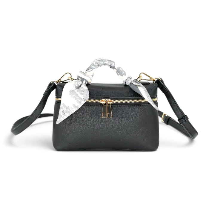 Scarf Handle Classy Bag - Black