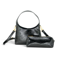 Glossy Hobo Bag With Pouch