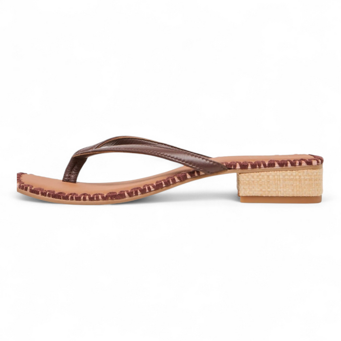 Barty Woven Block Heel Slip-On Sandals - Dark Brown
