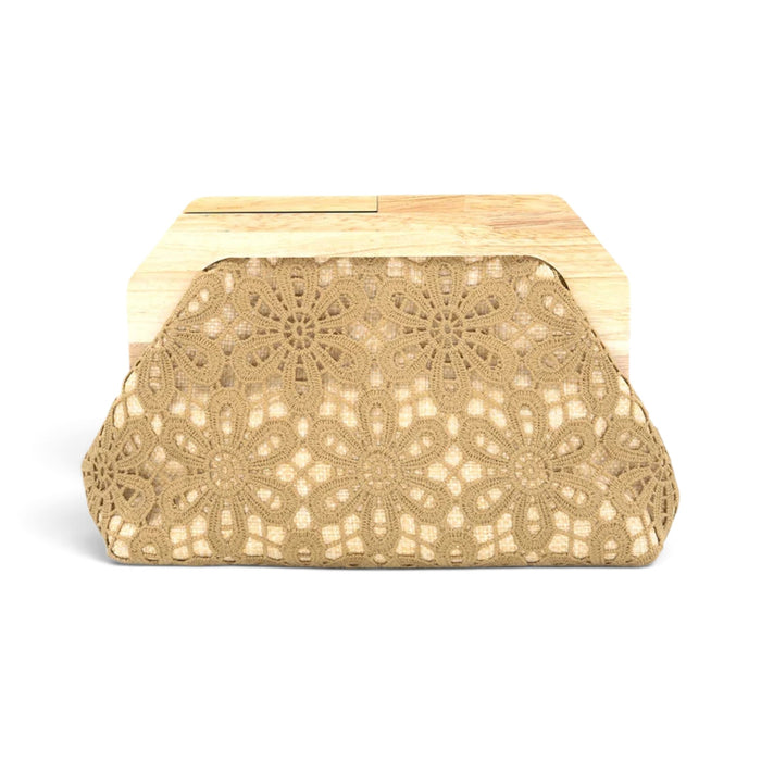 Floral Cut Terra clutch - Khaki