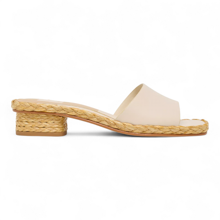 Dixi Slide-Low Raffia Heel Dress Sandals - Bone Leather