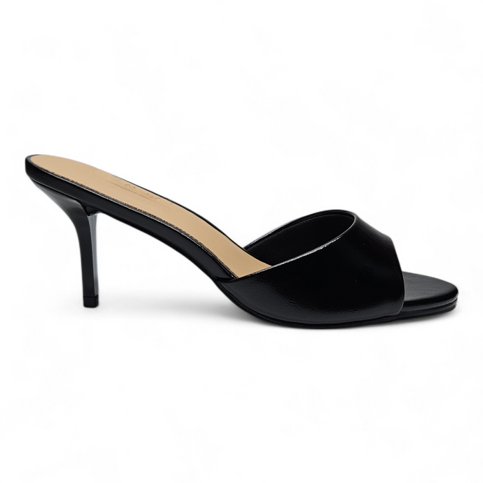 Paris One Band Open Toe Mule Heels - Black