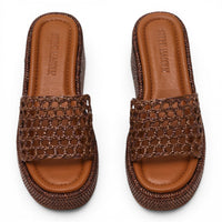 Brandy Raffia Platform Wedge Slide Sandal