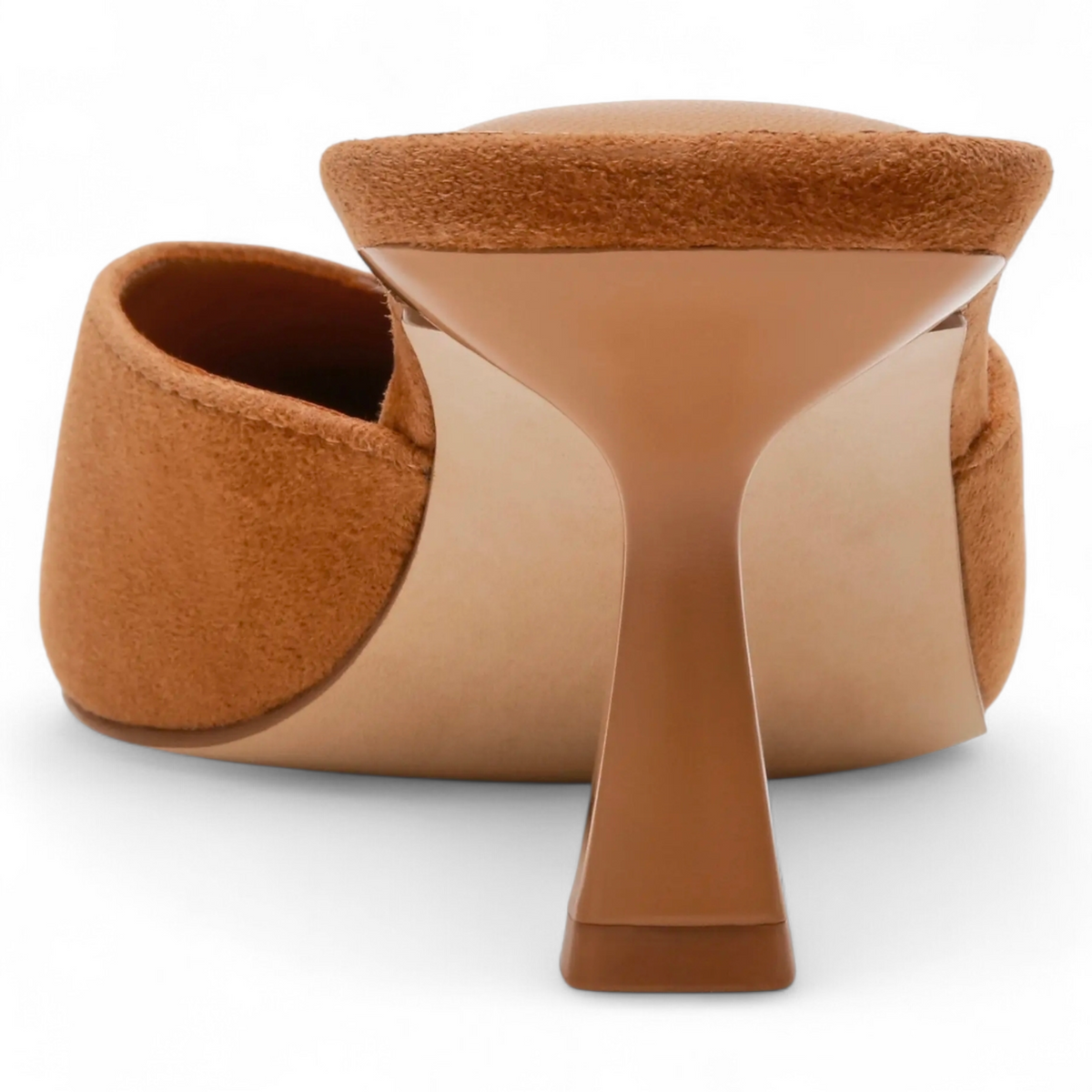 Brown high-heeled shoes on a white background
