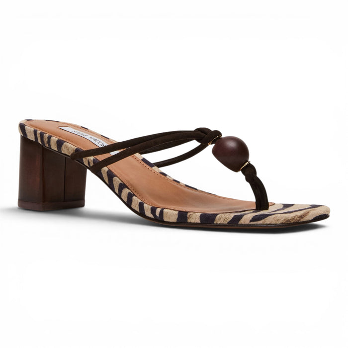 Steve Madden Women's Remedy Stone Block Heel Thong Dress Sandals - Brown - Sandal heels