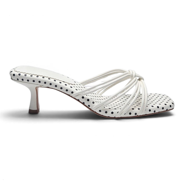 Polka Dot Knotted Strappy Kitten Heel Sandal