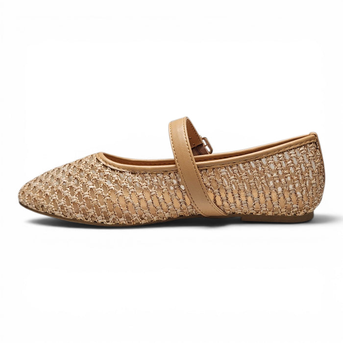 Accept Woven Mary Jane Flats - Natural