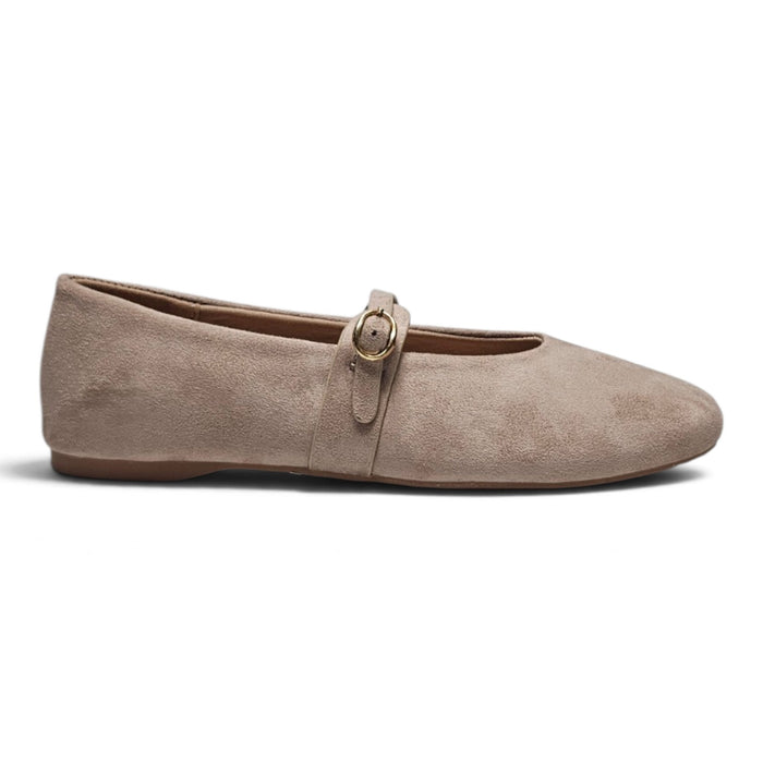 Marielle Buckle Mary Jane Flats - Light Taupe
