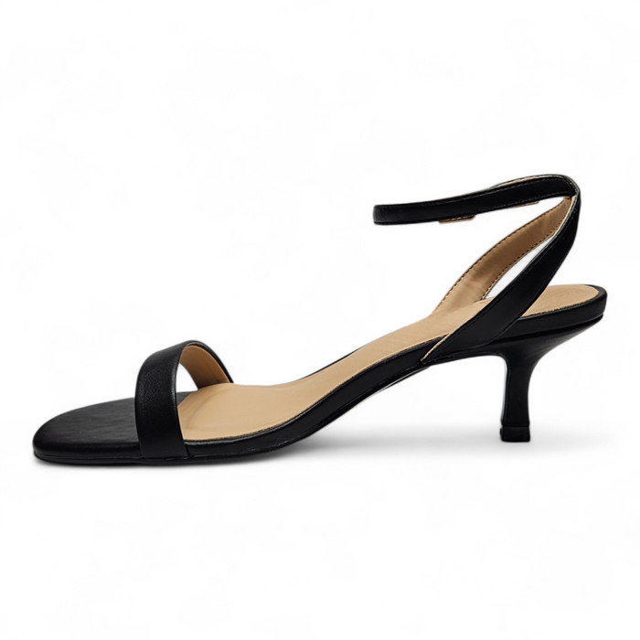 Del Mar Minimal Ankle Strap Kitten Heel - Black