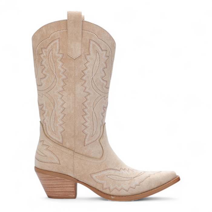Tessa Mid-calf Western Cowgirl Boot - Beige