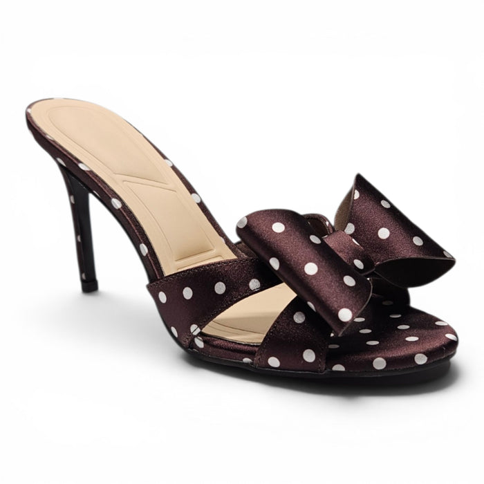 The Darling Bow Polka Dots Heel - Brown