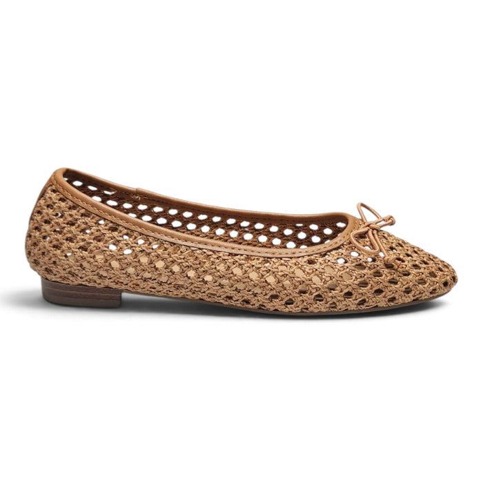 Breezy Woven Ballet Flats - Cognac