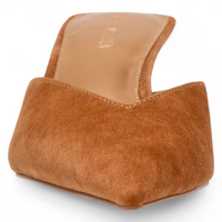 Brown suede Pointed Toe Mule Pump shoe on a white background