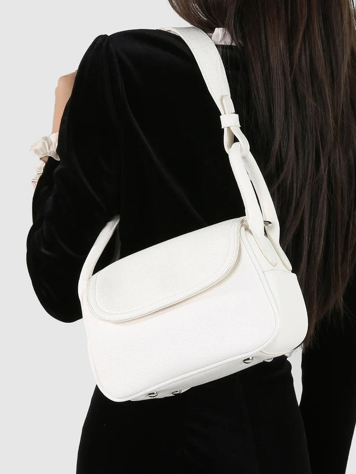Luna Chic Flap Shoulder Bag - White