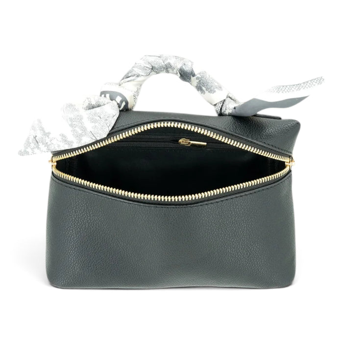 Scarf Handle Classy Bag - Black