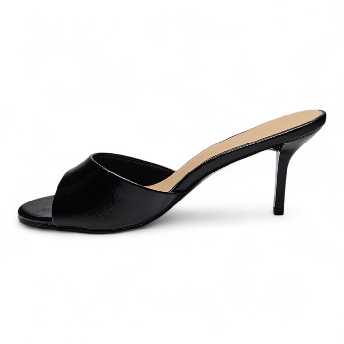 Paris One Band Open Toe Mule Heels - Black