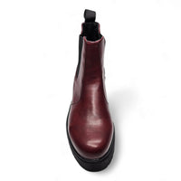 Burgundy leather Chelsea boot with black sole and elastic side panel, Rock’n Chelsea Boot