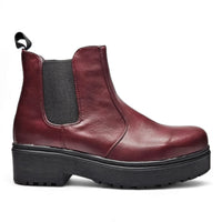 Burgundy leather Chelsea Boot with chunky platform sole from the Rock’n Chelsea collection