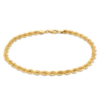 Gold rope chain bracelet featured as a stylish chain anklet for women