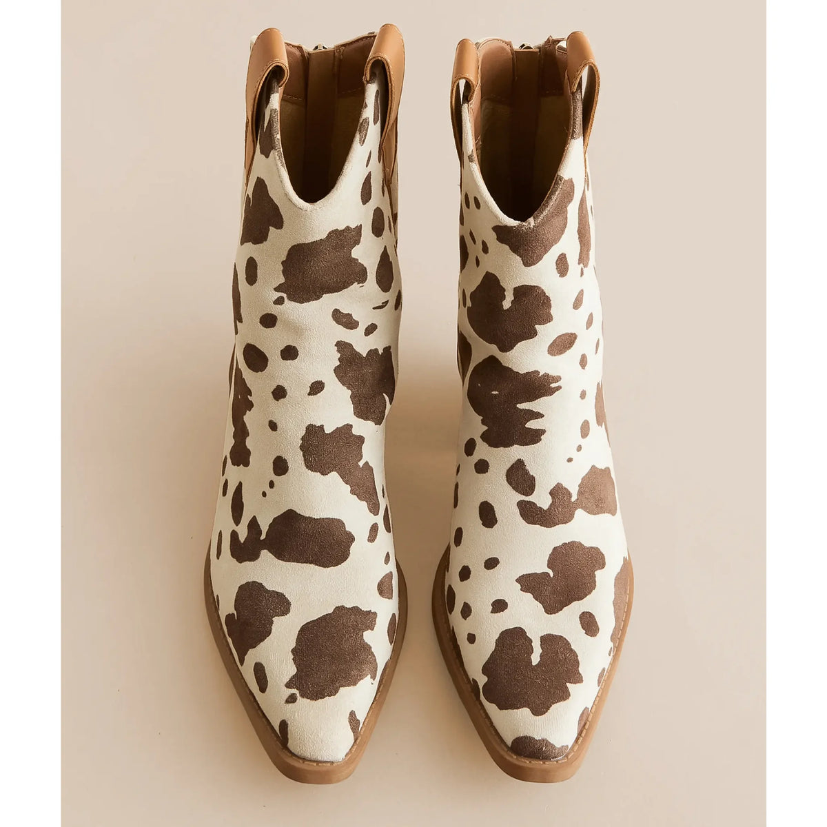 Rose Cow Print Western Ankle Boot