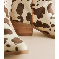 Rose Cow Print Western Ankle Boot