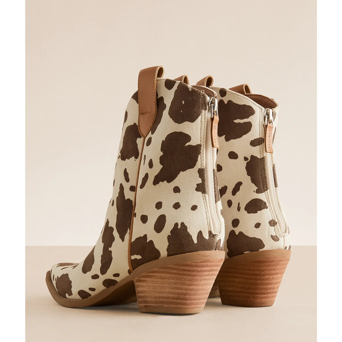 Rose Cow Print Western Ankle Boot