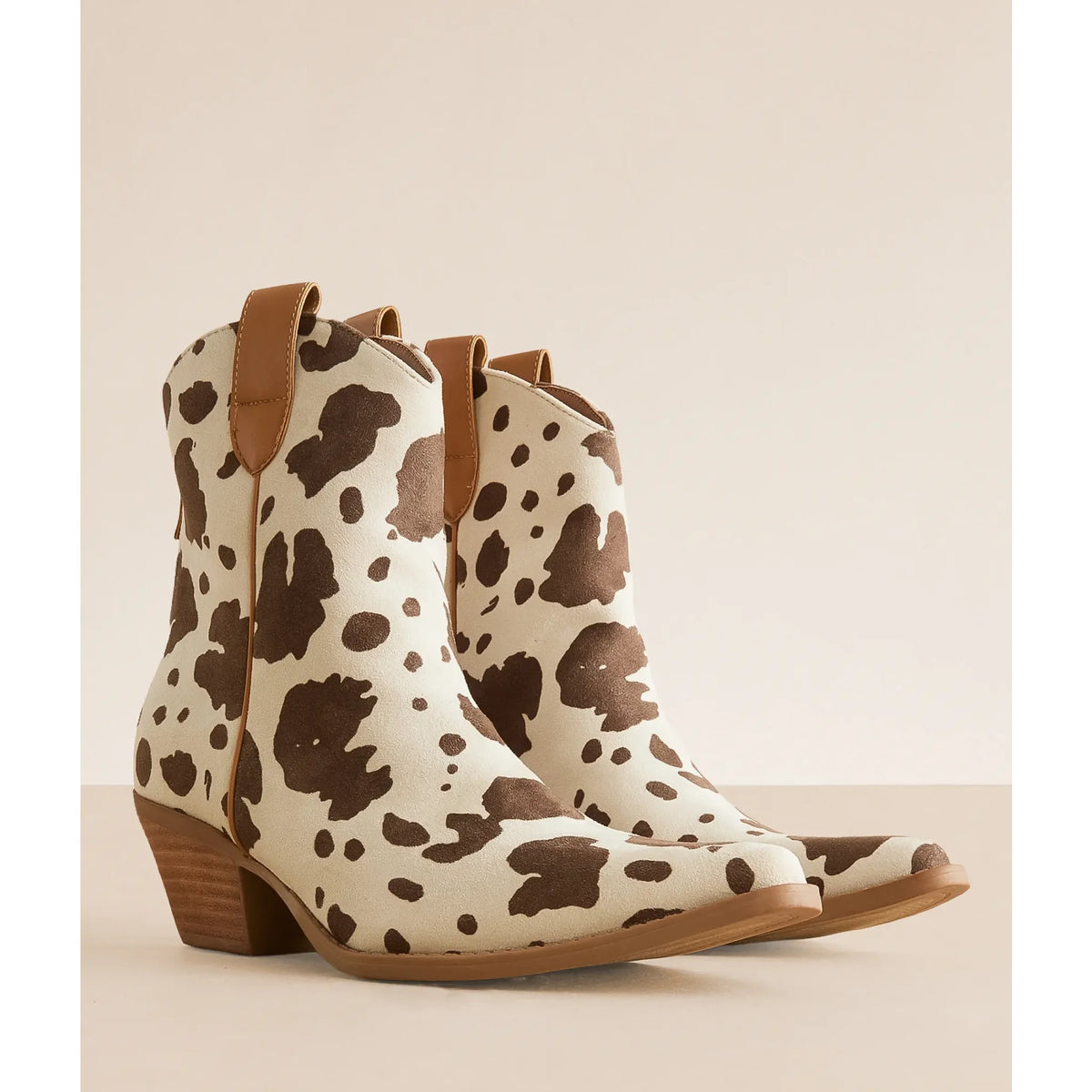 Rose Cow Print Western Ankle Boot
