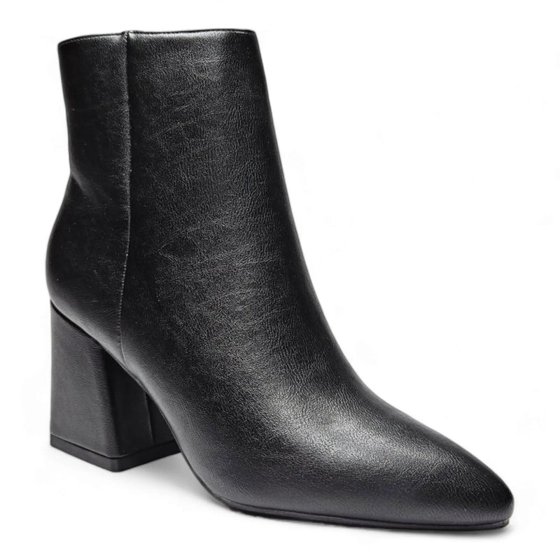 Black leather ankle boot with chunky heel and pointed toe from Simply Pointed