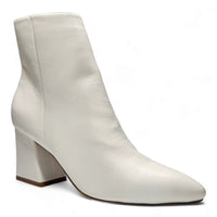 White leather ankle boot with pointed toe and chunky heel from Simply Pointed