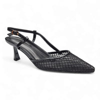 Black mesh slingback heel with pointed toe from Scarlet Mesh Slingback Pumps collection