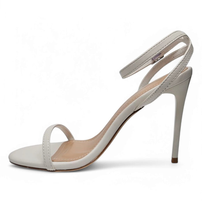 Showy One Band Ankle Strap Skinny Heels - White