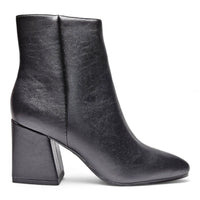 Black leather ankle boot with chunky heel from Simply Pointed, stylish and versatile